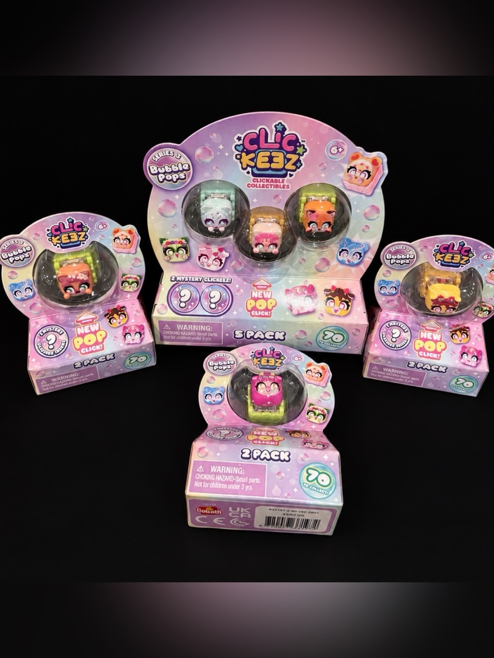 🫧🌈 *BRAND NEW* CLICKEEZ SERIES 3 BUBBLE POPS — 4-PACKAGE LOT 🌈🫧